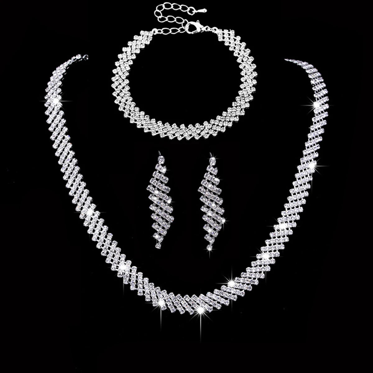 4 pieces of women's fashionable and minimalist necklaces with earrings, bracelets, jewelry sets, banquet and party accessories