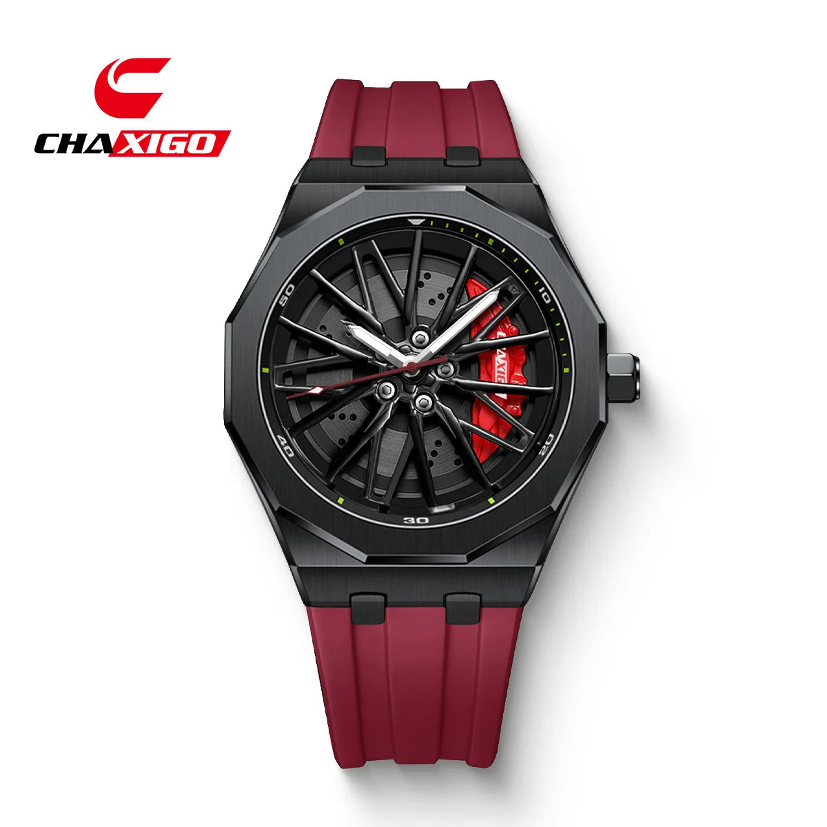 CHAXIGO 7277 Fashion Quartz Men's Watch Wheel Rotation Design Waterproof Luminous Silicone Strap Watch for Women Montres Hommes