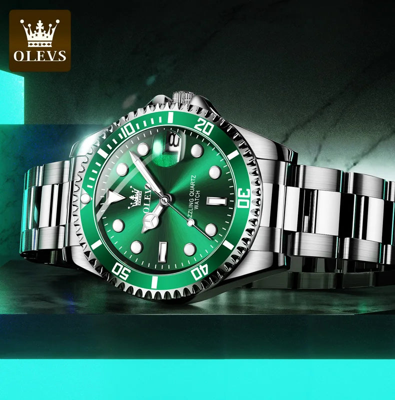 OLEVS Watches for Men with Date Luxury Big Face Waterproof Mens Wristwatch Analog Dress Two Tone Stainless Steel Man Watch