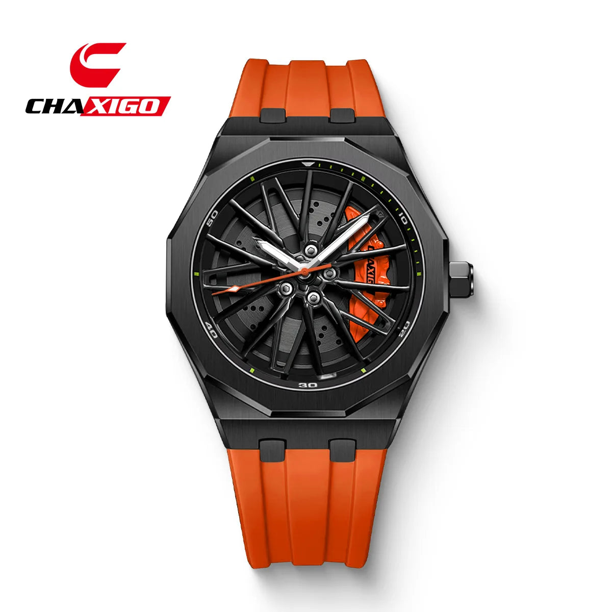CHAXIGO 7277 Fashion Quartz Men's Watch Wheel Rotation Design Waterproof Luminous Silicone Strap Watch for Women Montres Hommes
