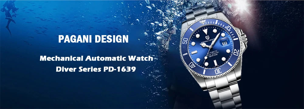 PAGANI DESIGN PD-1662 Luxury GMT Men Mechanical Wristwatch Sapphire Glass Stainless Steel 100M Waterproof Automatic Watches
