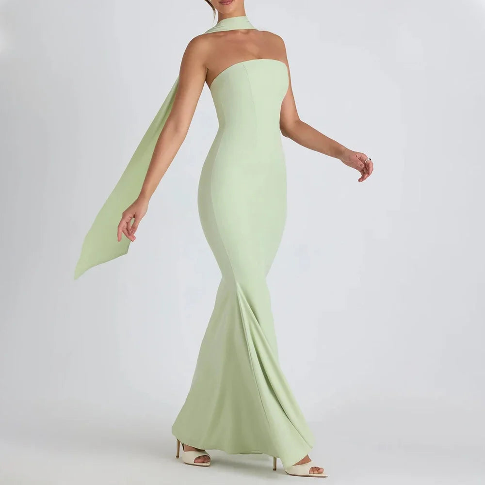 Rafiah Boutique Women's Dresses Spring Summer Elegant Decent Skinny Fit Maxi Evening Sleeveless Strapless Formal Shift Dresses