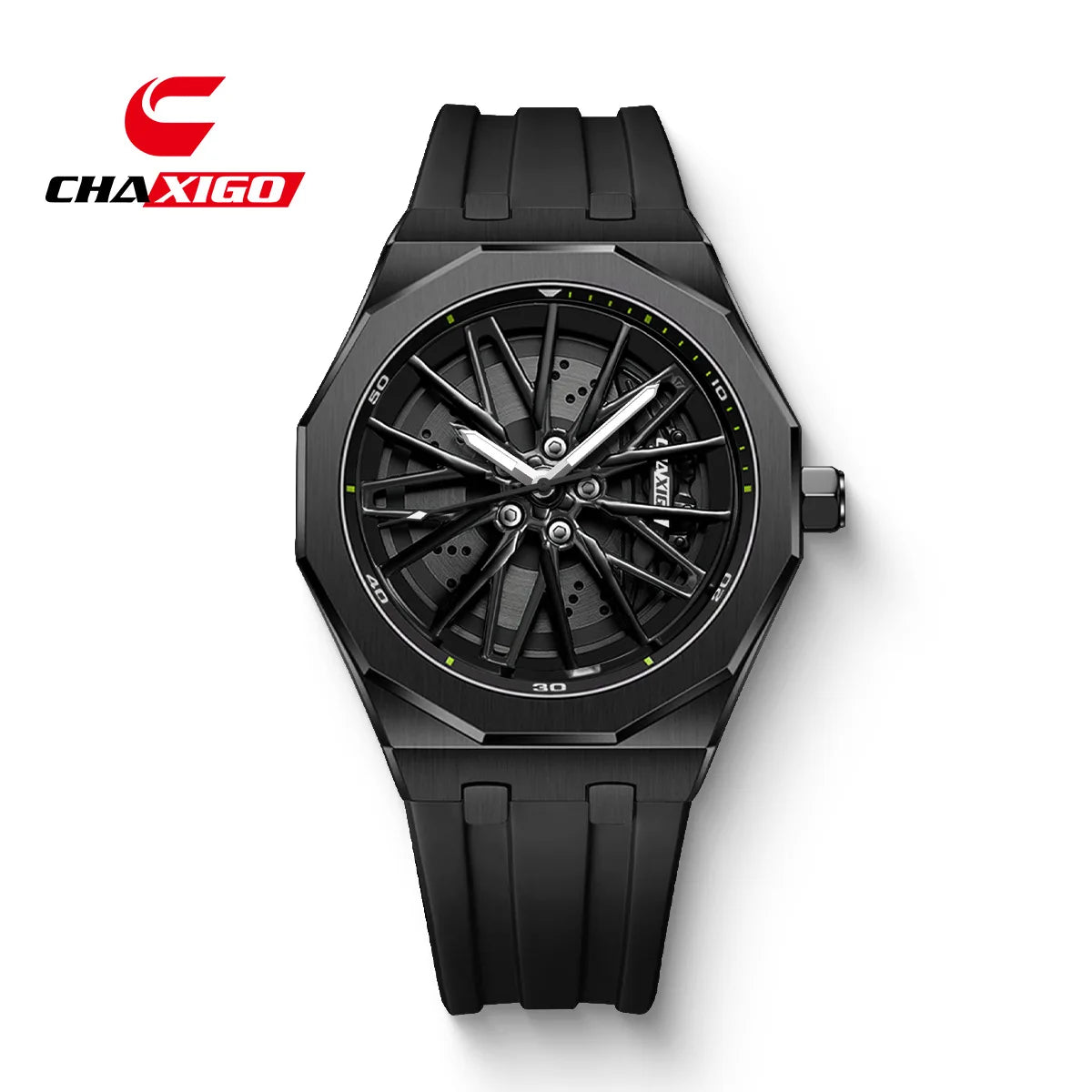 CHAXIGO 7277 Fashion Quartz Men's Watch Wheel Rotation Design Waterproof Luminous Silicone Strap Watch for Women Montres Hommes