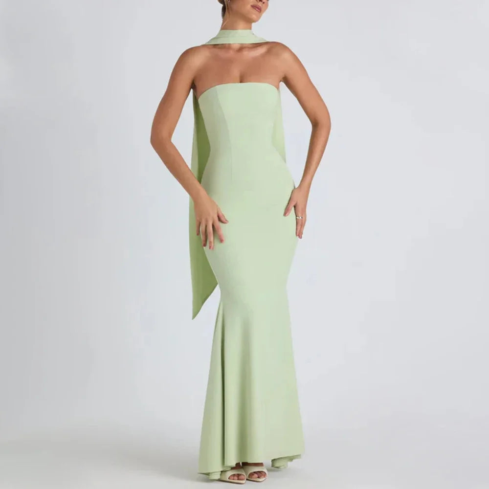 Rafiah Boutique Women's Dresses Spring Summer Elegant Decent Skinny Fit Maxi Evening Sleeveless Strapless Formal Shift Dresses