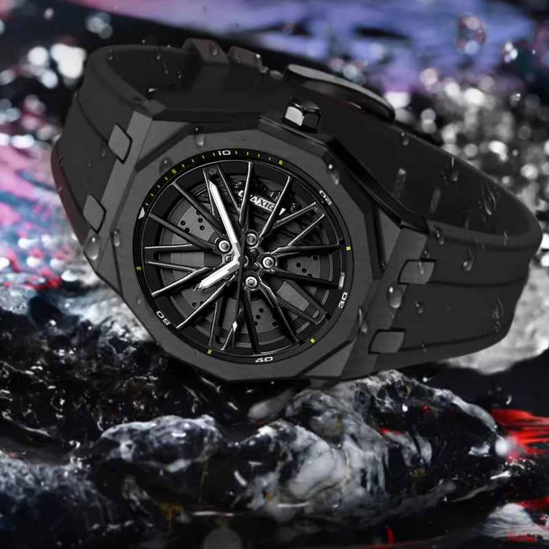 CHAXIGO 7277 Fashion Quartz Men's Watch Wheel Rotation Design Waterproof Luminous Silicone Strap Watch for Women Montres Hommes