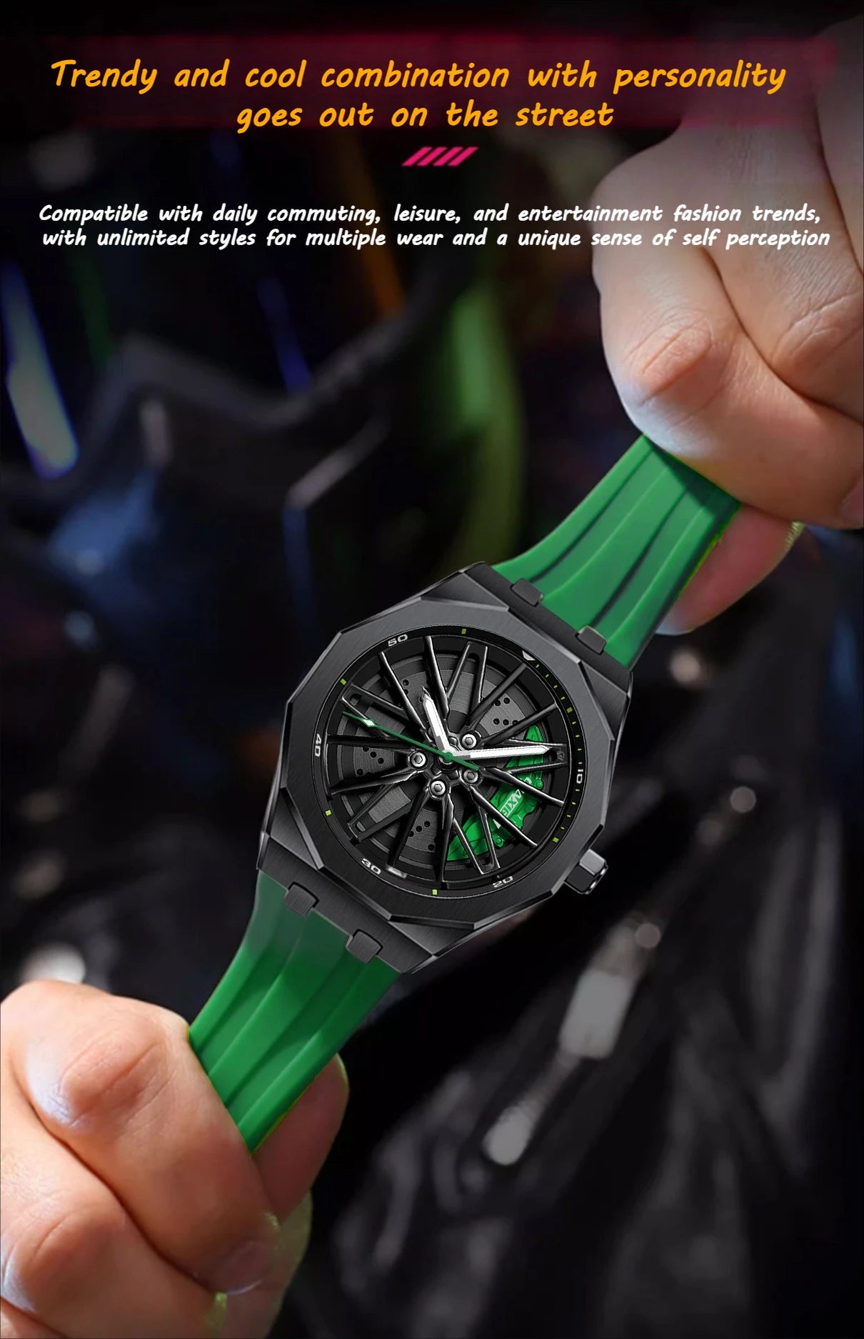CHAXIGO 7277 Fashion Quartz Men's Watch Wheel Rotation Design Waterproof Luminous Silicone Strap Watch for Women Montres Hommes