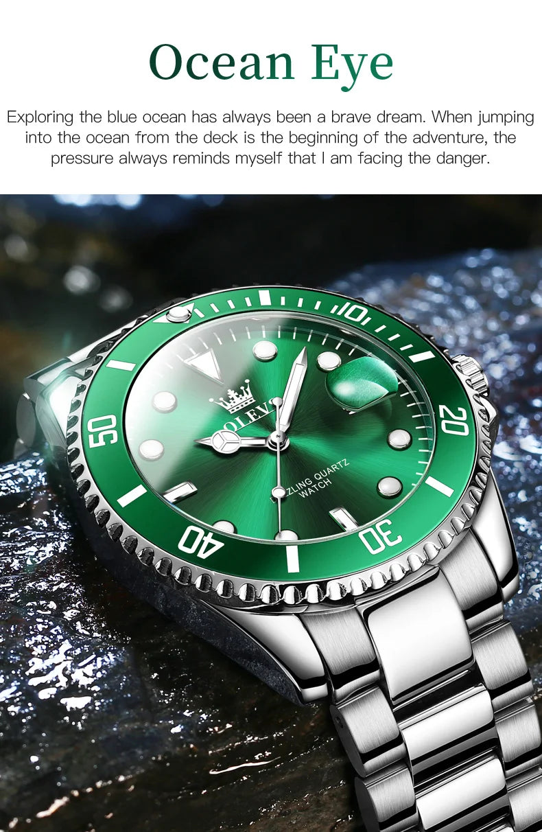 OLEVS Watches for Men with Date Luxury Big Face Waterproof Mens Wristwatch Analog Dress Two Tone Stainless Steel Man Watch