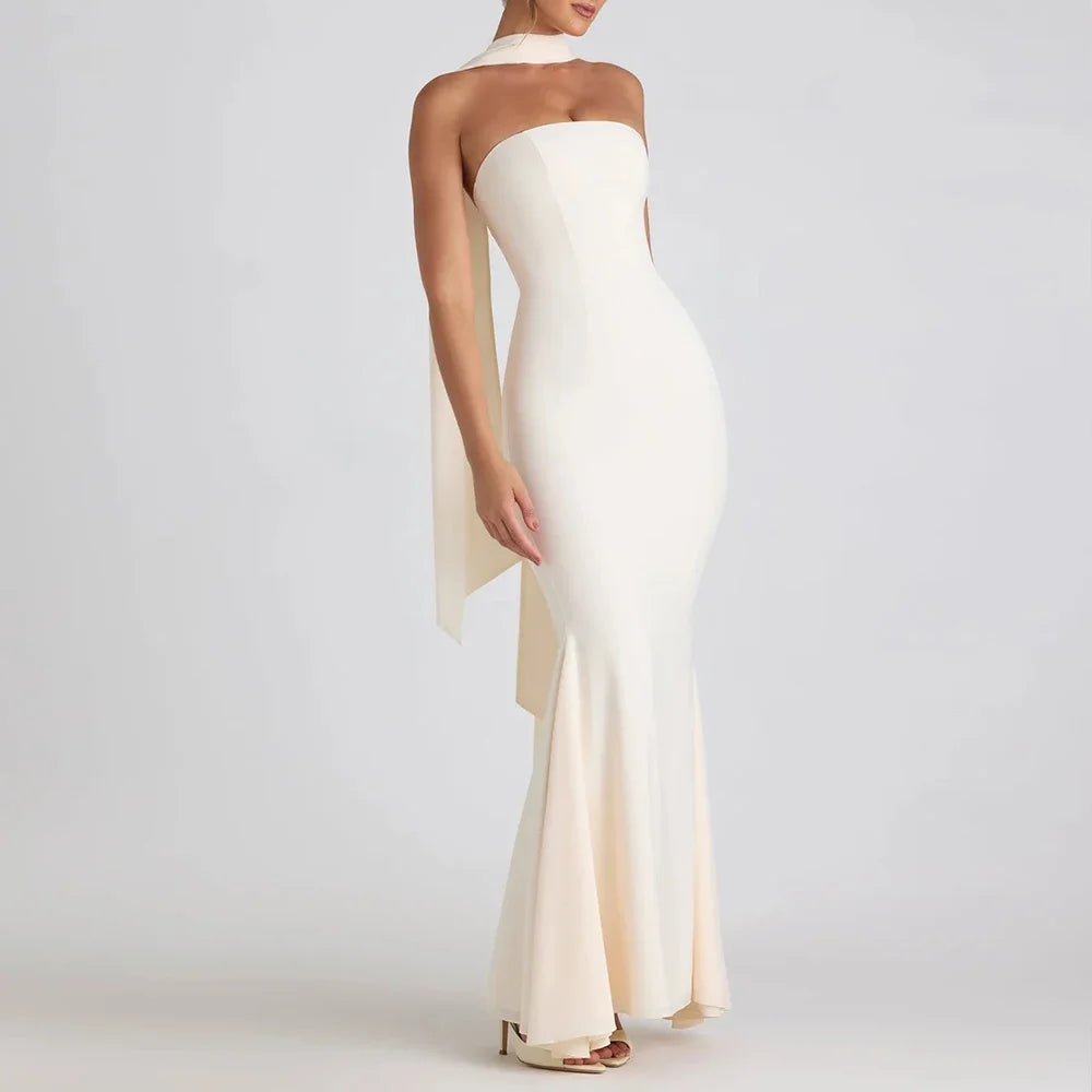 Rafiah Boutique Women's Dresses Spring Summer Elegant Decent Skinny Fit Maxi Evening Sleeveless Strapless Formal Shift Dresses