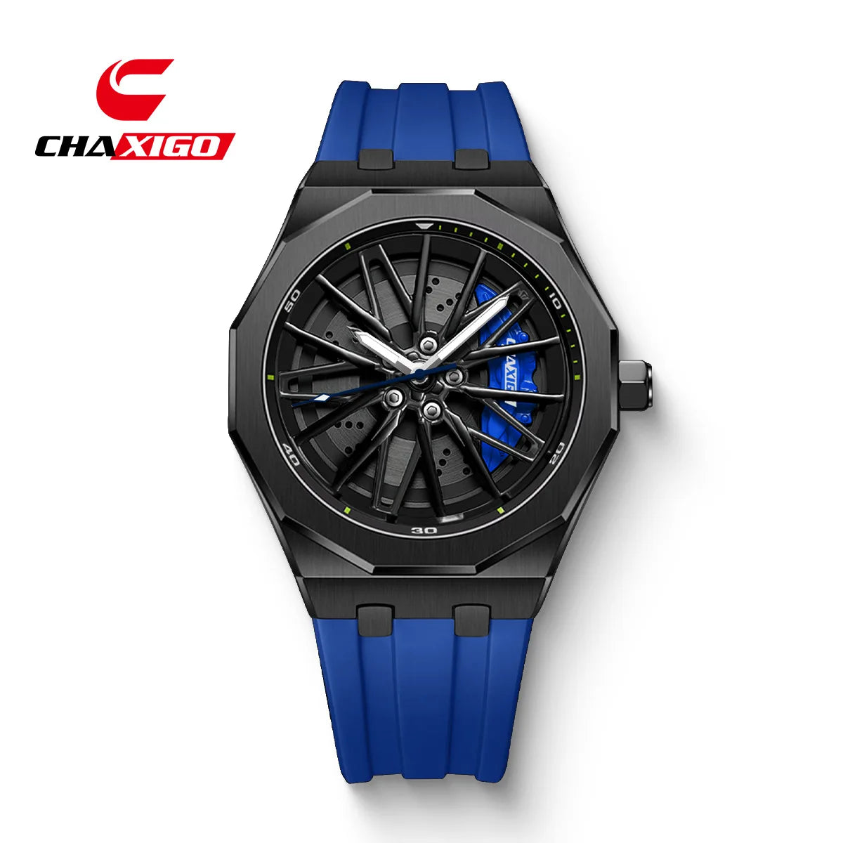 CHAXIGO 7277 Fashion Quartz Men's Watch Wheel Rotation Design Waterproof Luminous Silicone Strap Watch for Women Montres Hommes