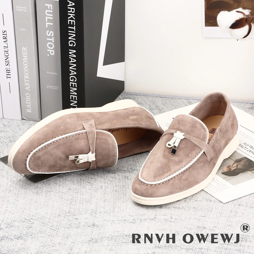 Elegant Women's Loafers Flats in Soft Kid Suede Flash Sale on Cashmere Brand Casual Shoes Designer luxury Shoes