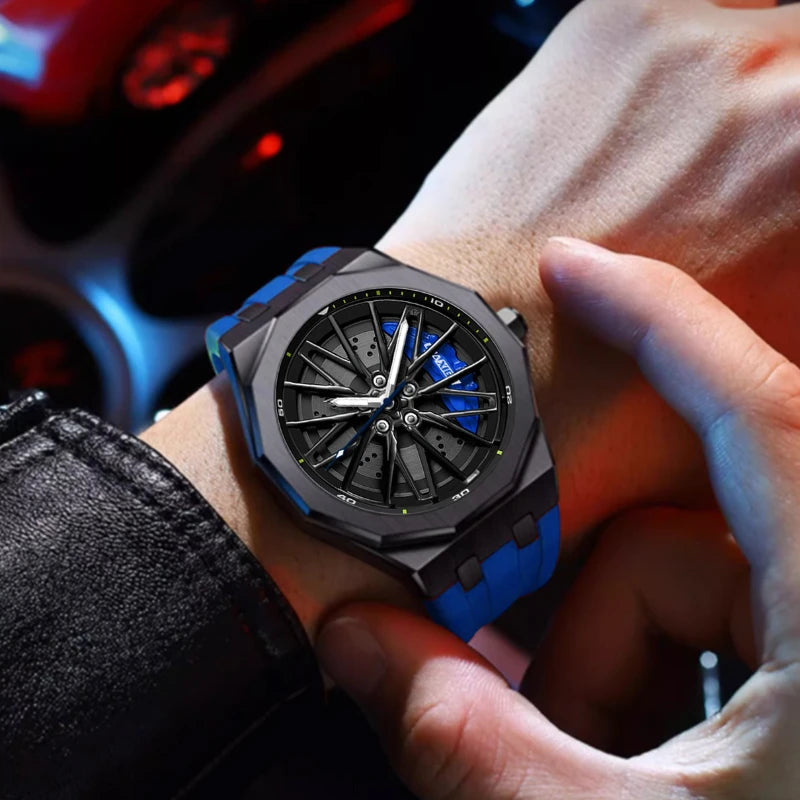 CHAXIGO 7277 Fashion Quartz Men's Watch Wheel Rotation Design Waterproof Luminous Silicone Strap Watch for Women Montres Hommes