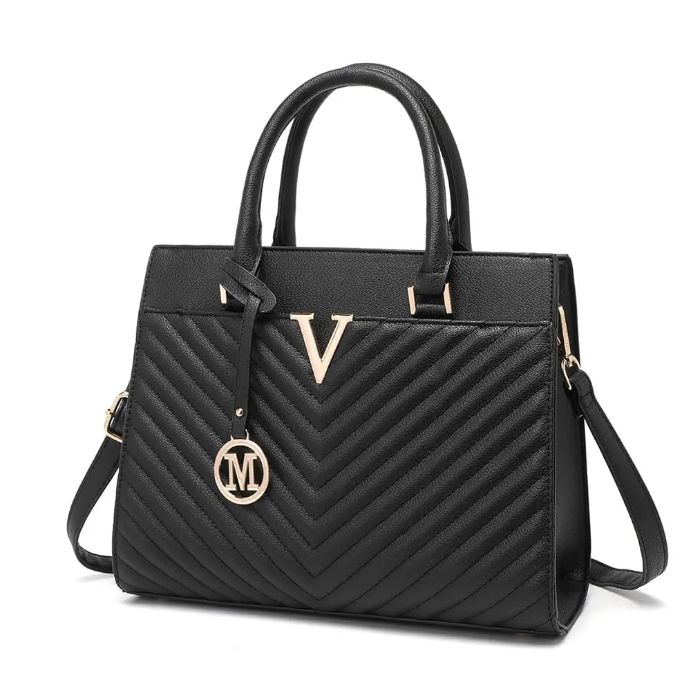 Miss Lulu Women’s Handbags, Chic V-Quilted Top Handle PU Leather Tote with Golden Hardware, Large Bag for Work, School & Travel