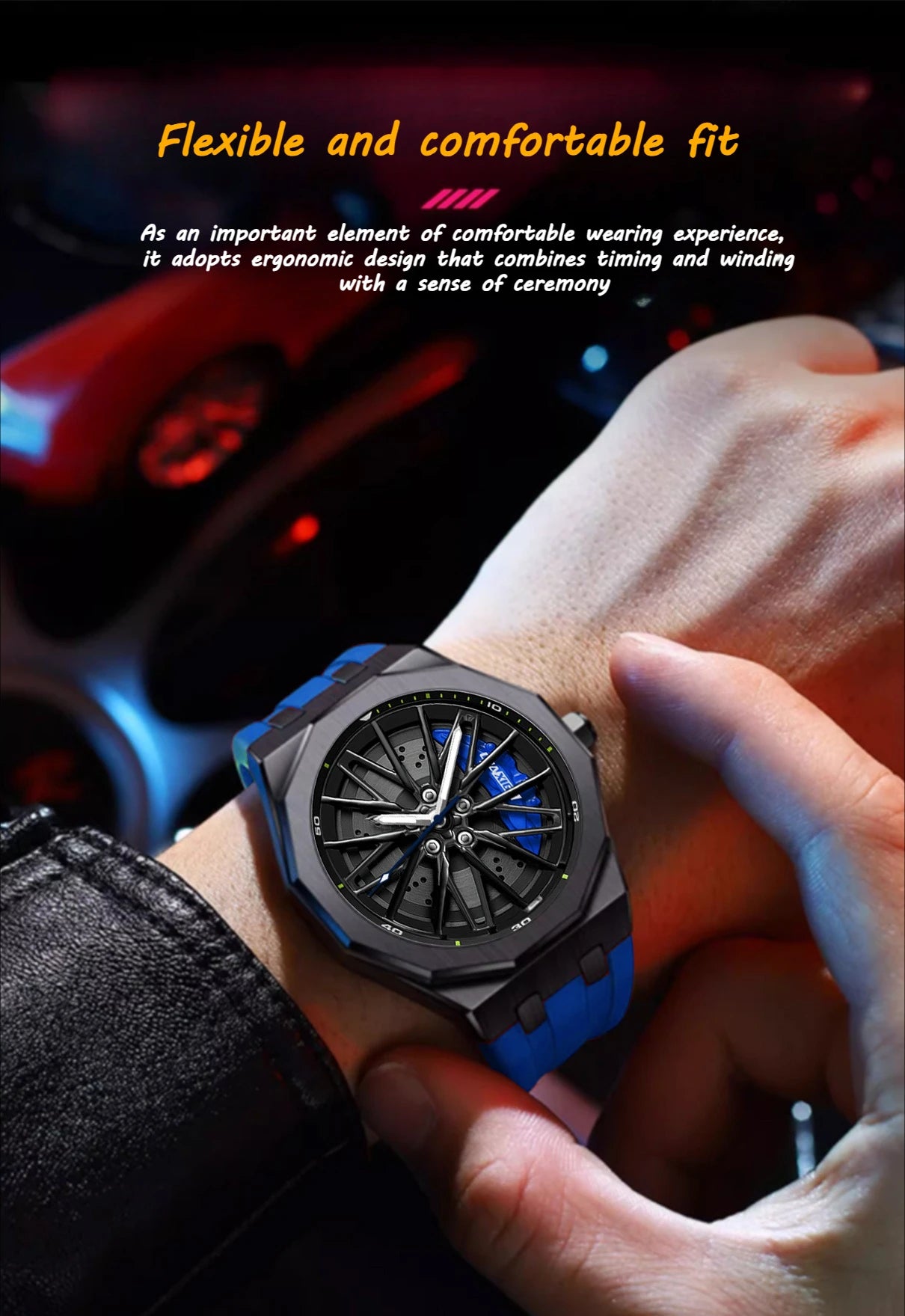 CHAXIGO 7277 Fashion Quartz Men's Watch Wheel Rotation Design Waterproof Luminous Silicone Strap Watch for Women Montres Hommes