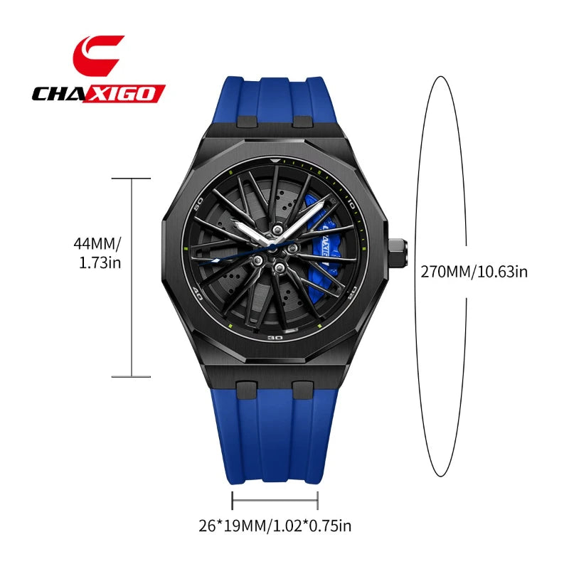 CHAXIGO 7277 Fashion Quartz Men's Watch Wheel Rotation Design Waterproof Luminous Silicone Strap Watch for Women Montres Hommes