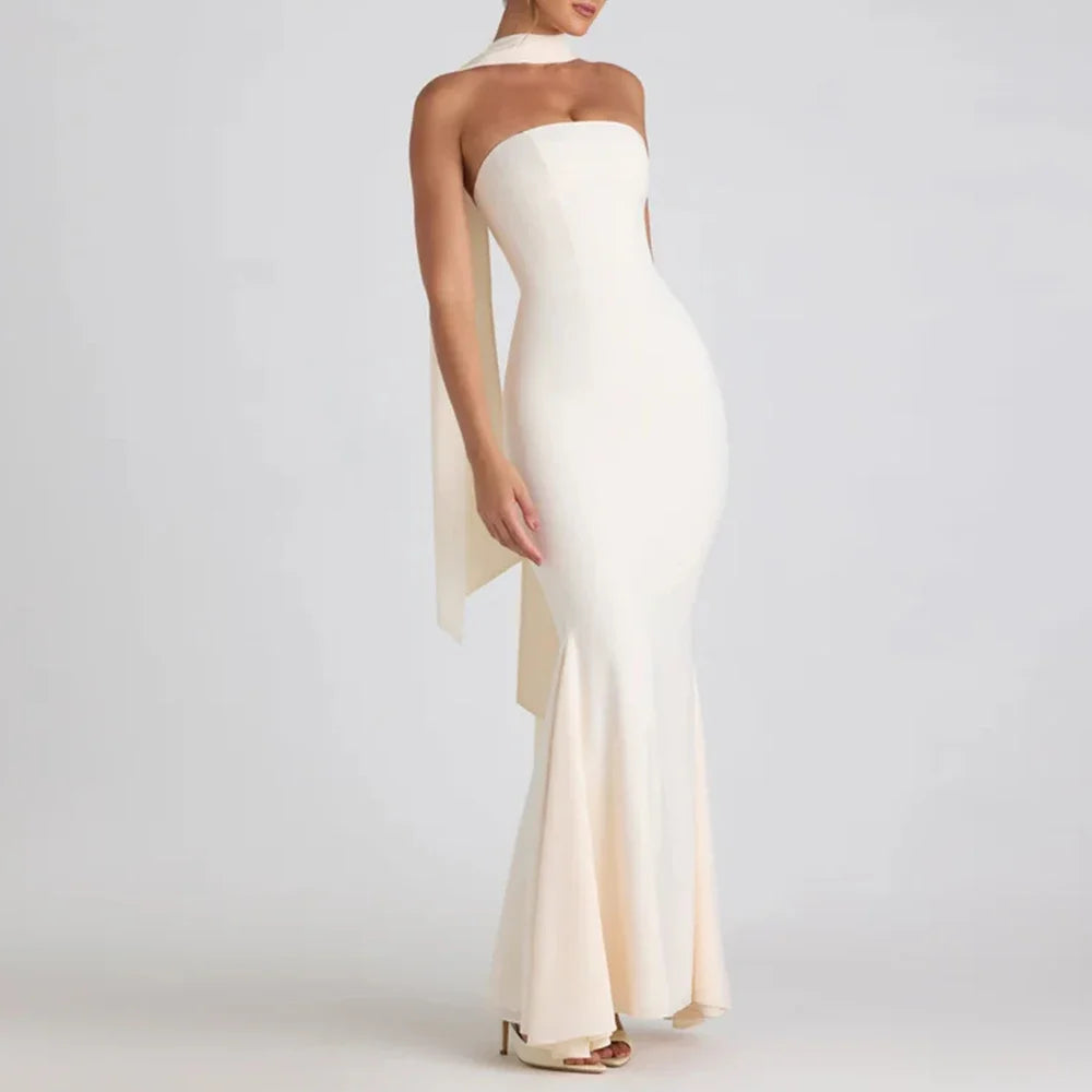 Rafiah Boutique Women's Dresses Spring Summer Elegant Decent Skinny Fit Maxi Evening Sleeveless Strapless Formal Shift Dresses