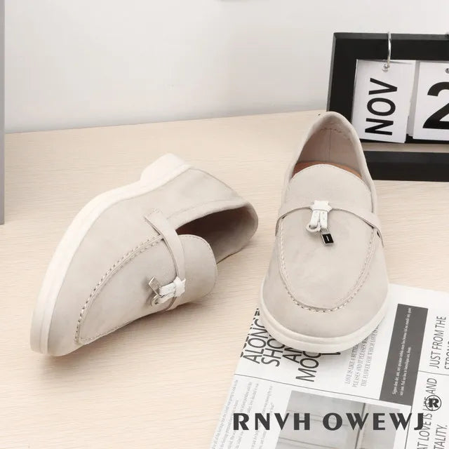 Elegant Women's Loafers Flats in Soft Kid Suede Flash Sale on Cashmere Brand Casual Shoes Designer luxury Shoes
