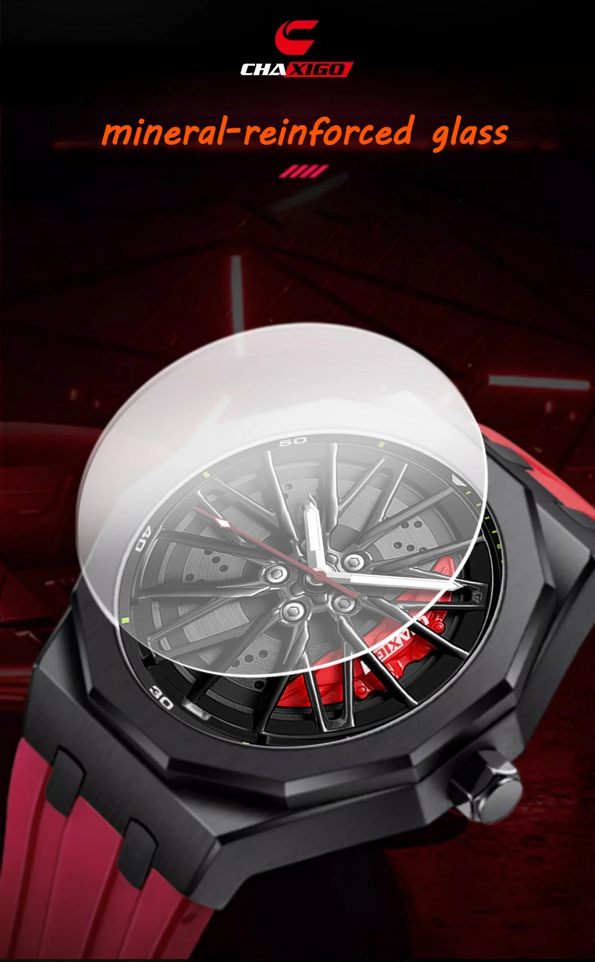 CHAXIGO 7277 Fashion Quartz Men's Watch Wheel Rotation Design Waterproof Luminous Silicone Strap Watch for Women Montres Hommes