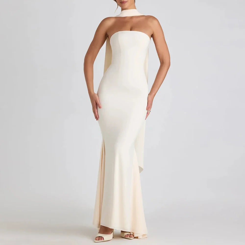 Rafiah Boutique Women's Dresses Spring Summer Elegant Decent Skinny Fit Maxi Evening Sleeveless Strapless Formal Shift Dresses