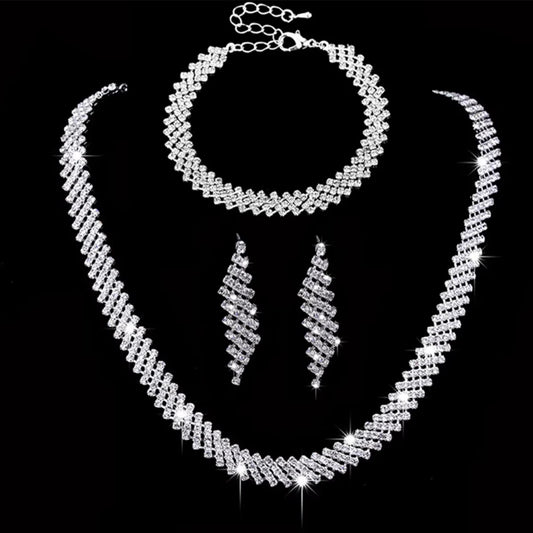 4 pieces of women's fashionable and minimalist necklaces with earrings, bracelets, jewelry sets, banquet and party accessories