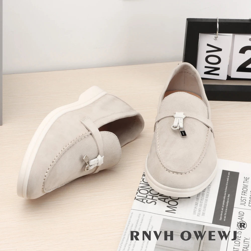 Elegant Women's Loafers Flats in Soft Kid Suede Flash Sale on Cashmere Brand Casual Shoes Designer luxury Shoes